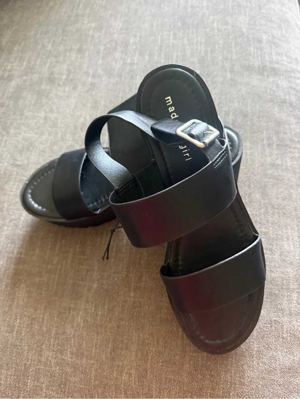 Madden Girl Black Chunky Platform Sandals